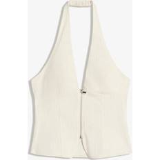 Bershka Beige Linnen Bershka Beige Topp I Bengalin Med Halterneck - Naturlig