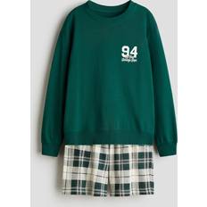 H&M Boys Checked Cotton Jersey Pyjamas - Green