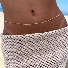 Body Chains Shein Fashionable Minimalist Flat Metal Belly Chain - Bikini Jewelry