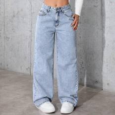 Shein Clothing Shein Front Button Pocket Straight-Leg Casual Denim Jeans