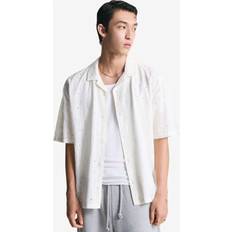 Bershka Beige Skjortor Bershka Beige Skjorta Med Korta Ärmar Och Blombroderi - Naturlig