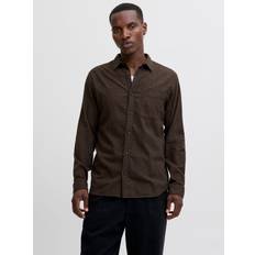 Jack & Jones Bruna Överdelar Jack & Jones JjeClassic Melange Comfort Fit Shirt Brun