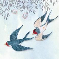 Shein Blue Swallow Bird Embroidered Fabric Patches