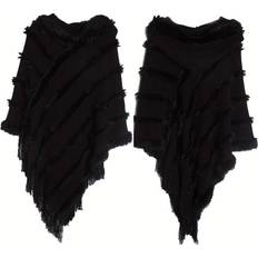 Women Capes & Ponchos on sale Temu Tassel Warm Solid Shawl Poncho Trend Hoodie Scarf