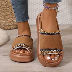Laced Slippers Temu Plus-size Women's Lace Open-toe Slippers - Warm