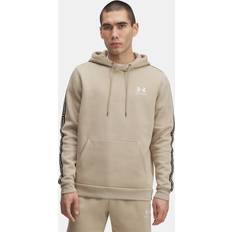 Under Armour Brown Jumpers Under Armour Icon Fleece Taping Men's Hoodie - Khaki/White