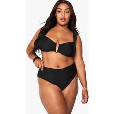 Black Bikini Sets boohoo Plus U Band Bikini Top Bottom Set - Black