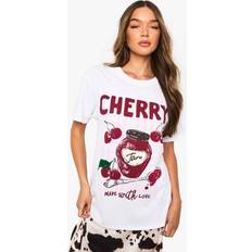 T-shirts boohoo Cherry Jam Printed T-Shirt - White