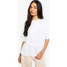 T-shirts boohoo Gathered Front Twist T-Shirt - White