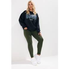 Polyester Leggings Yours Ribbed Texture Leggings - Khaki Green