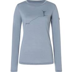 Blå - Skiløb Sweatere super.natural Bergglück Longsleeve Damer - Flint Stone Blue