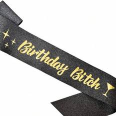 Black Photo Props, Party Hats & Sashes Shein Black Gold Birthday Belt With Sash