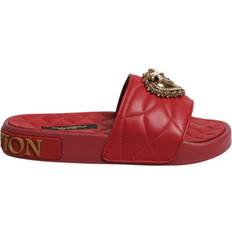 Dolce & Gabbana Slides Dolce & Gabbana Matelassé Leather Slides Shoes Red