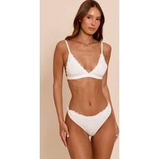 Vita Underklädesset PrettyLittleThing Jersey Lace Trim Triangle Lingerie Set