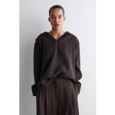 Wide Blouses COS Wide-Collar Modal Blouse - Brown