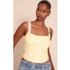 Gula Shapewear & Underplagg PrettyLittleThing Floral Textured Boned Corset - Butter Yellow