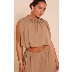 Wide Blouses PrettyLittleThing Shape Hammered Satin Baloon Blouse - Green