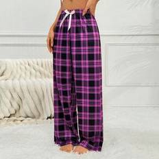 Shein Ladies Plaid Pajama Minimalist Casual Loungewear