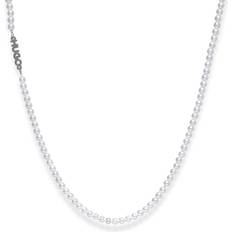Pearl Necklace with Hardware Logo Plaque - Silver