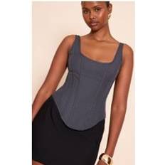 PrettyLittleThing Boned Dip Hem Longline Corset - Grey