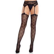 Nylon - Sort Undertøjstilbehør Leg Avenue Heart Stockings With Garters - Black