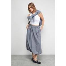 Warehouse Pinstripe Bubble Hem Midi Skirt - Grey