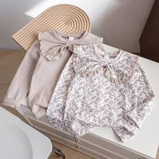Florals T-shirts Children's Clothing Shein Young Girl Floral Dolly Collar T-Shirt Set