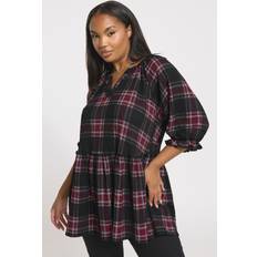 Yours Check Textured Peplum Top Plus Size - Black