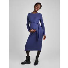 JoJo Maman Bébé Blue Ribbed Jersey Maternity Dress L