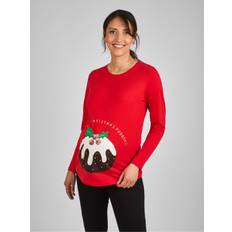 Red Maternity Christmas Pudding Top