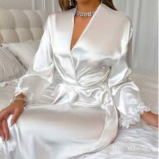 Lace Robes Shein Elegant Ladies Nightgown Romantic Lace Trim V-Neck Robe - Loose Fit