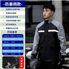 Adult Rain Clothes PlayMc Motorcycle Raincoat Full Body Electric Bike Suit - Black Gray