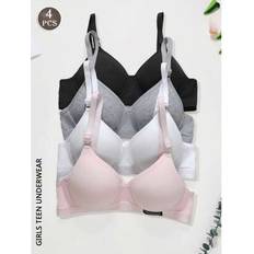 Bralettes Children's Clothing Shein Girls Teenager Ribbed Triangle Cup Bra - Comfortable