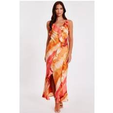 Quiz Pink Ruffle Printed Midaxi Dress