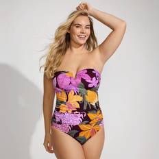 Purple - Women Tankinis Lands' End Long Slender Bandeau Tankini Top - Multi