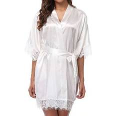 Lace Robes Shein Women's Medium Sleeve Lace Smooth Night Robes