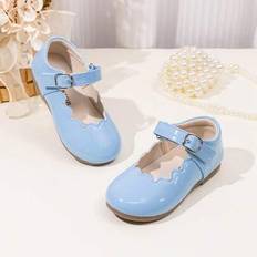 Girls Ballerinas Shein Girls Cute Scalloped Trim Mary Jane Princess Ballet Flats - Solid Color