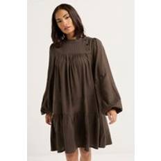 PixieGirl Petite Chocolate Button Midi Dress - Chocolate Brown