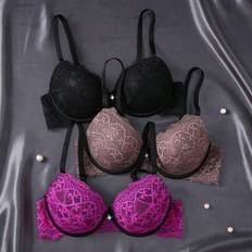 Shein Sexy Lace Gather Romantic Minimalist Underwire Bra - Lingerie