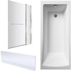Bathtub Screens & Front Panels on sale Balterley Square Bathtub Front Panel Bath Screen with Rail Chrome
