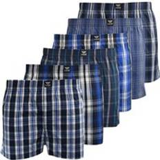 Checkered Men's Underwear Kandor Mens Daxhe Checked Woven Boxer Shorts - Blue