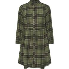 Yours Curve Check Shirt Dress Plus Size - Light Khaki