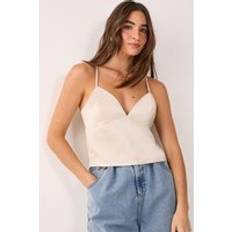 Wide Tank Tops Nasty Gal Satin Tie Back Cami Top - Beige