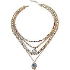 Chunky gold necklace Kikidex Gold Layered Evil Eye Necklace - Chunky