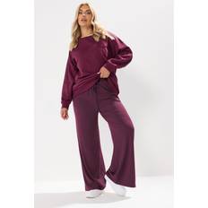 Yours Curve Wide Leg Ribbed Pull On Trousers