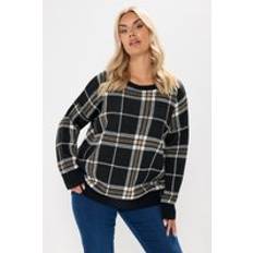 Checkered Jumpers Yours Check Knitted Curve Jumper Women - Black