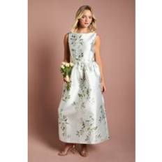 Boat Neck Dresses Children's Clothing Coast Mini Bow Printed Bridesmaid Dress - Sage