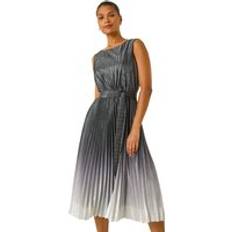 Midi Dresses - Silver Roman Pleated Ombre Midi Dress - Silver