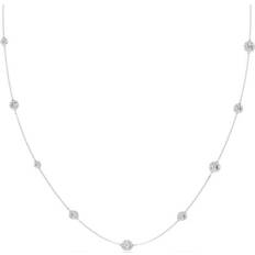 Swarovski Silver Necklaces Swarovski Rhodium-Plated Round Cut Necklace - White
