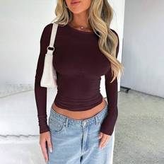 Shein Elegant Versatile Women Plain Crew Neck T-Shirt